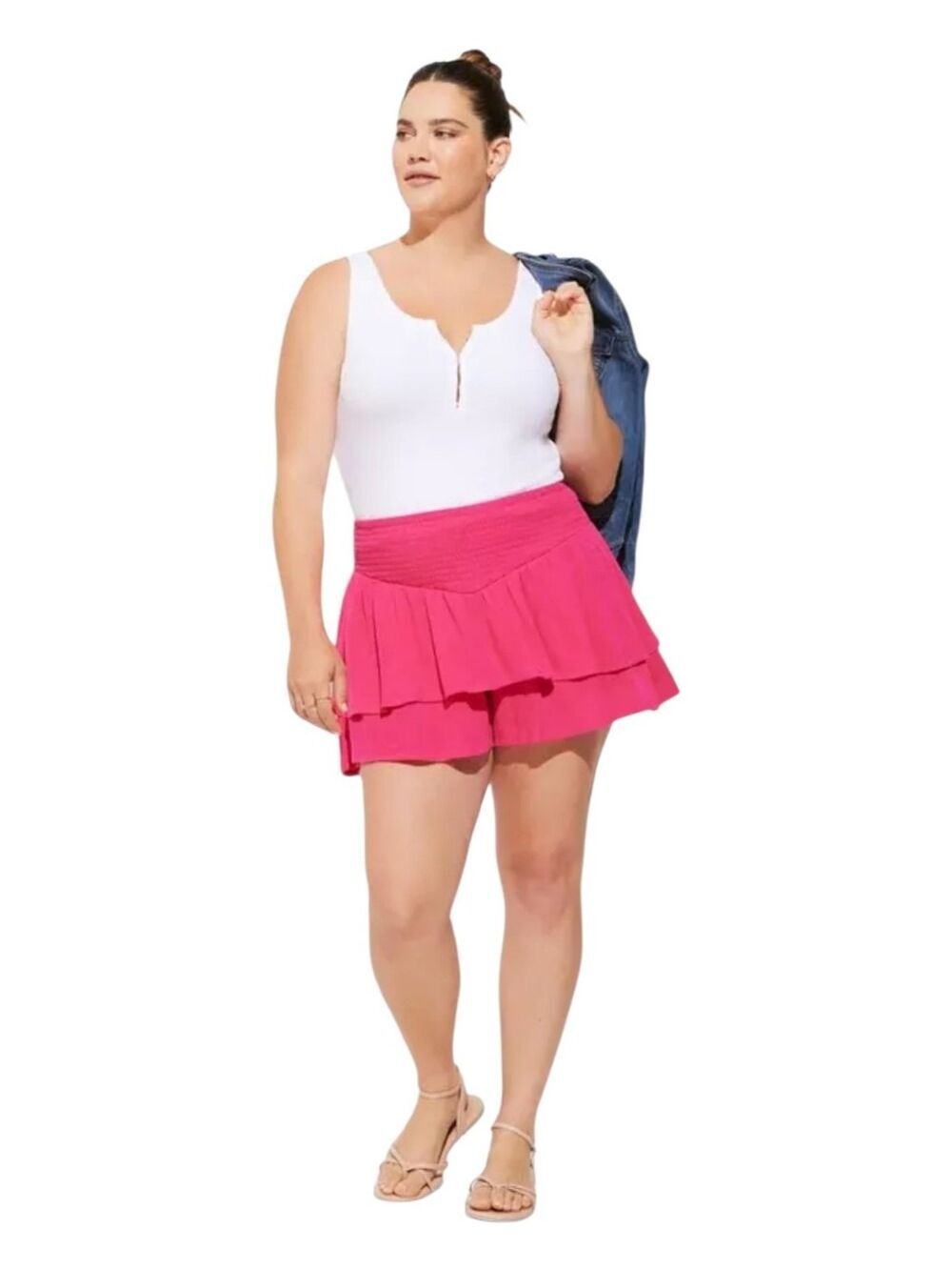 Torrid 3 3.5 Inch Pull-On Washable Gauze Smocked Ruffle Short 3X